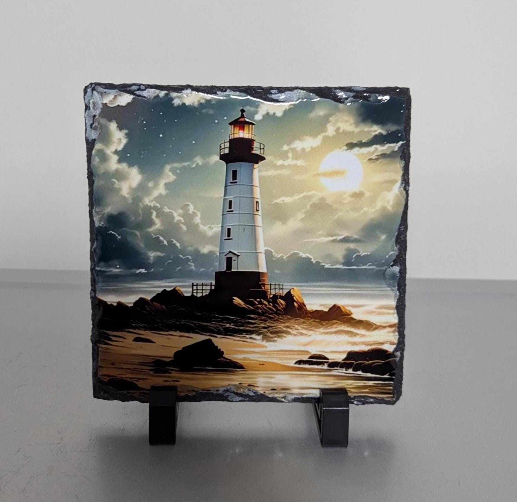 Slate Beach Lighthouse Picture With Display Legs