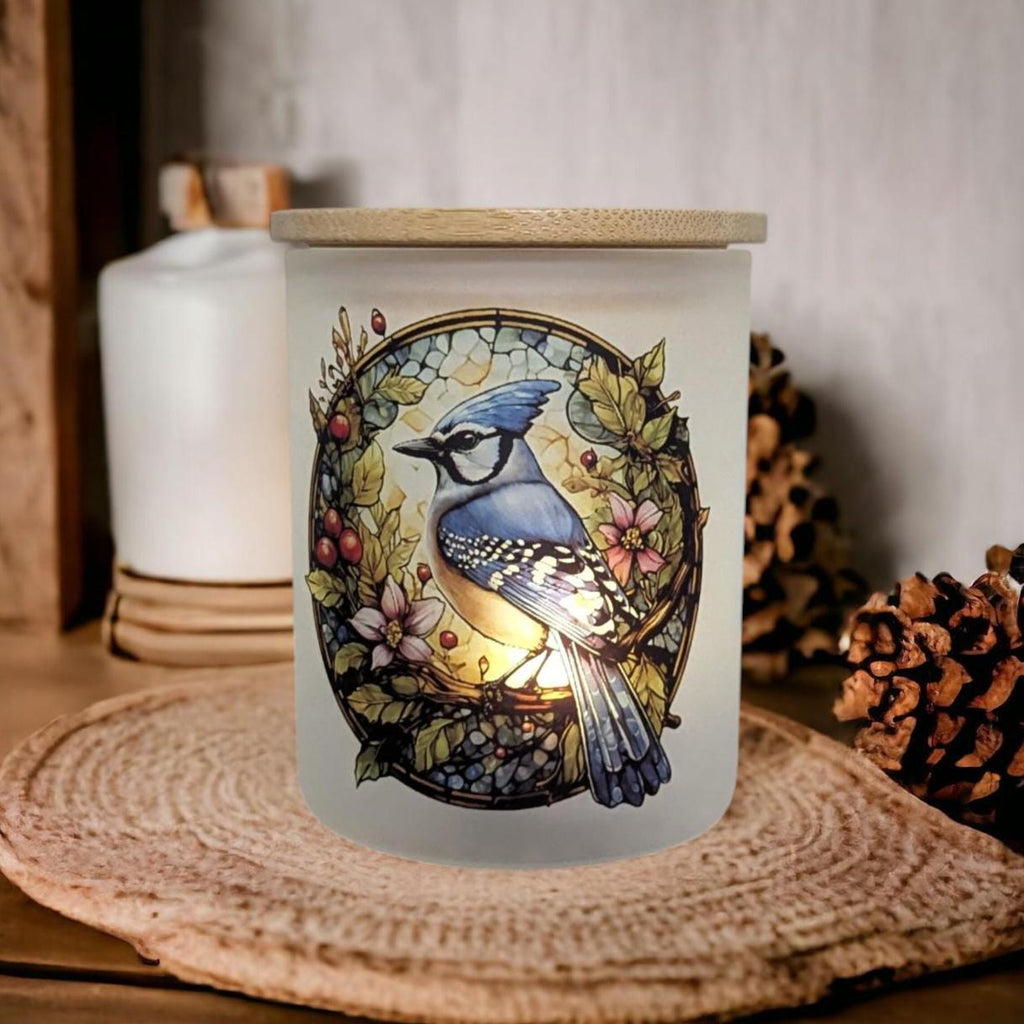 Blue Jay Candle Holder Includes A Battery Operated Flickering Tea Light