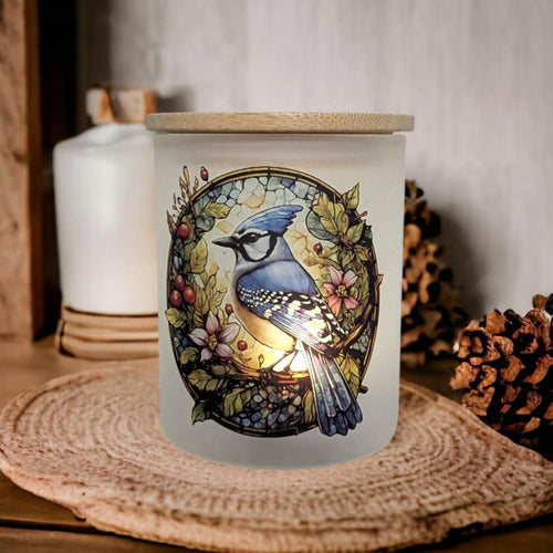 Blue Jay Candle Holder Includes A Battery Operated Flickering Tea Light