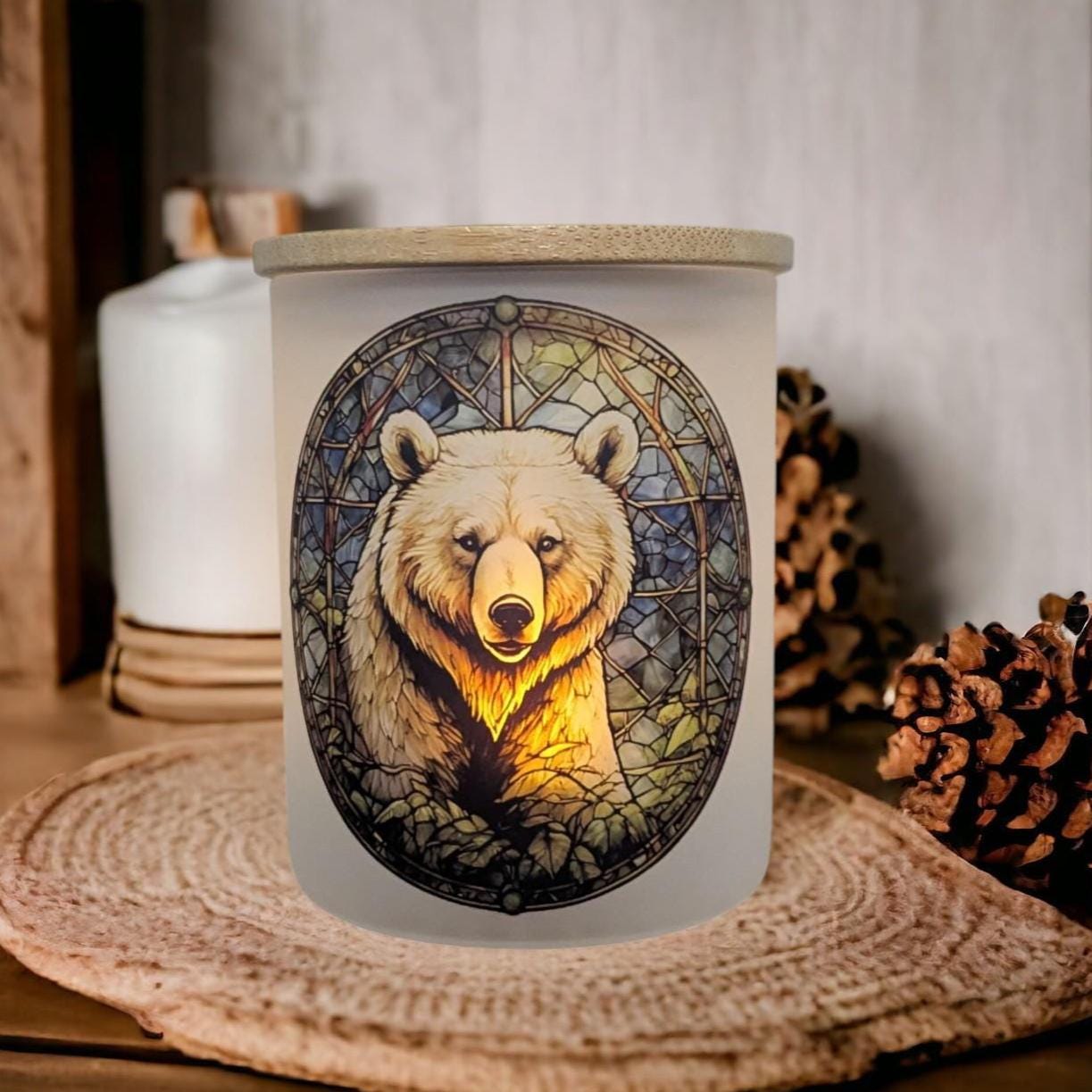 Brown Bear Candle Holder With A Battery Operated Flickering Tea Light