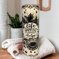 Life Happens Coffee Helps Tumbler With Coffee Beans and A Floral Print Includes Reusable Straw, Hot Cold Drinkware For Home Or On The Go