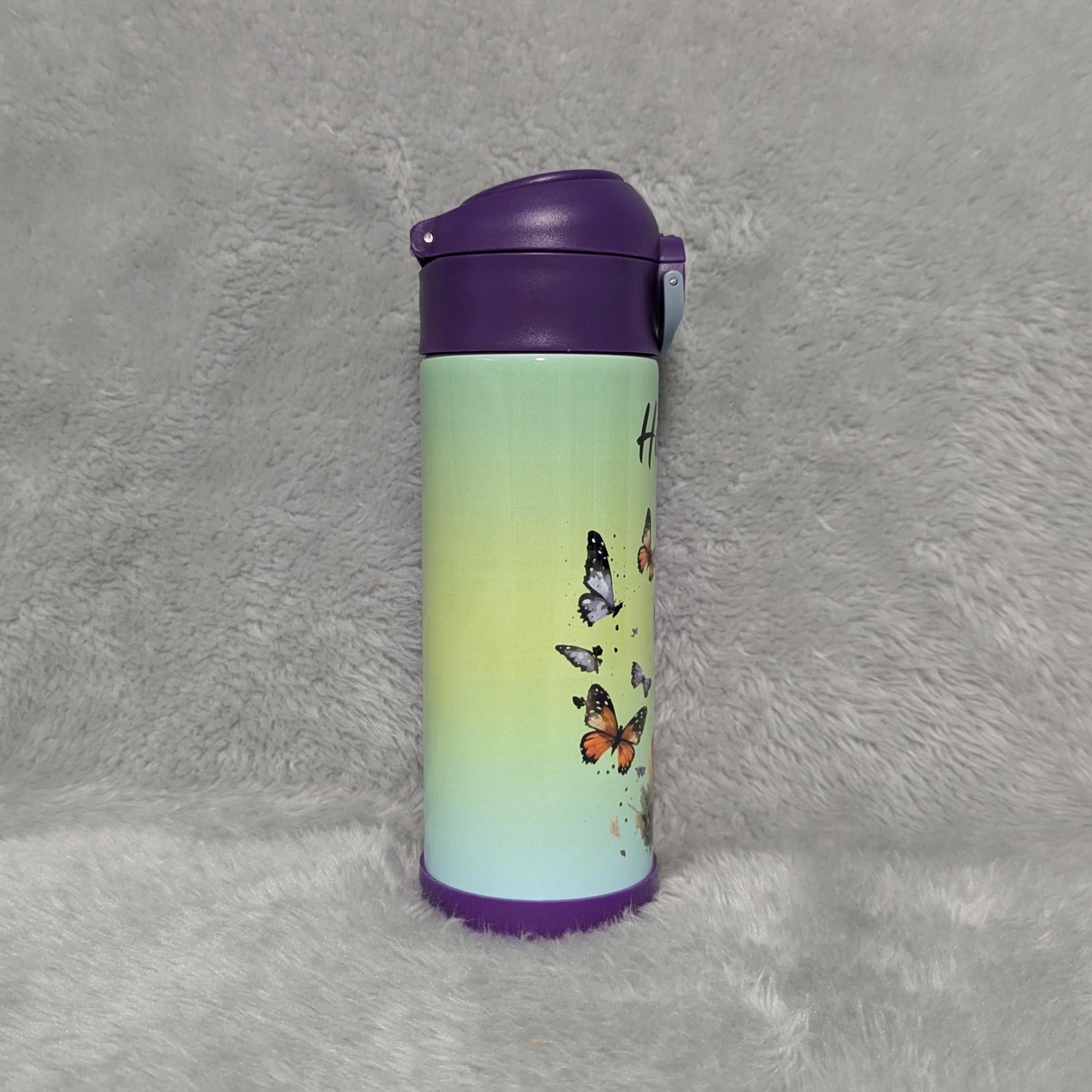 Kids Red Fox Water Bottle 12oz With Reusable Straw Can Be Personalized