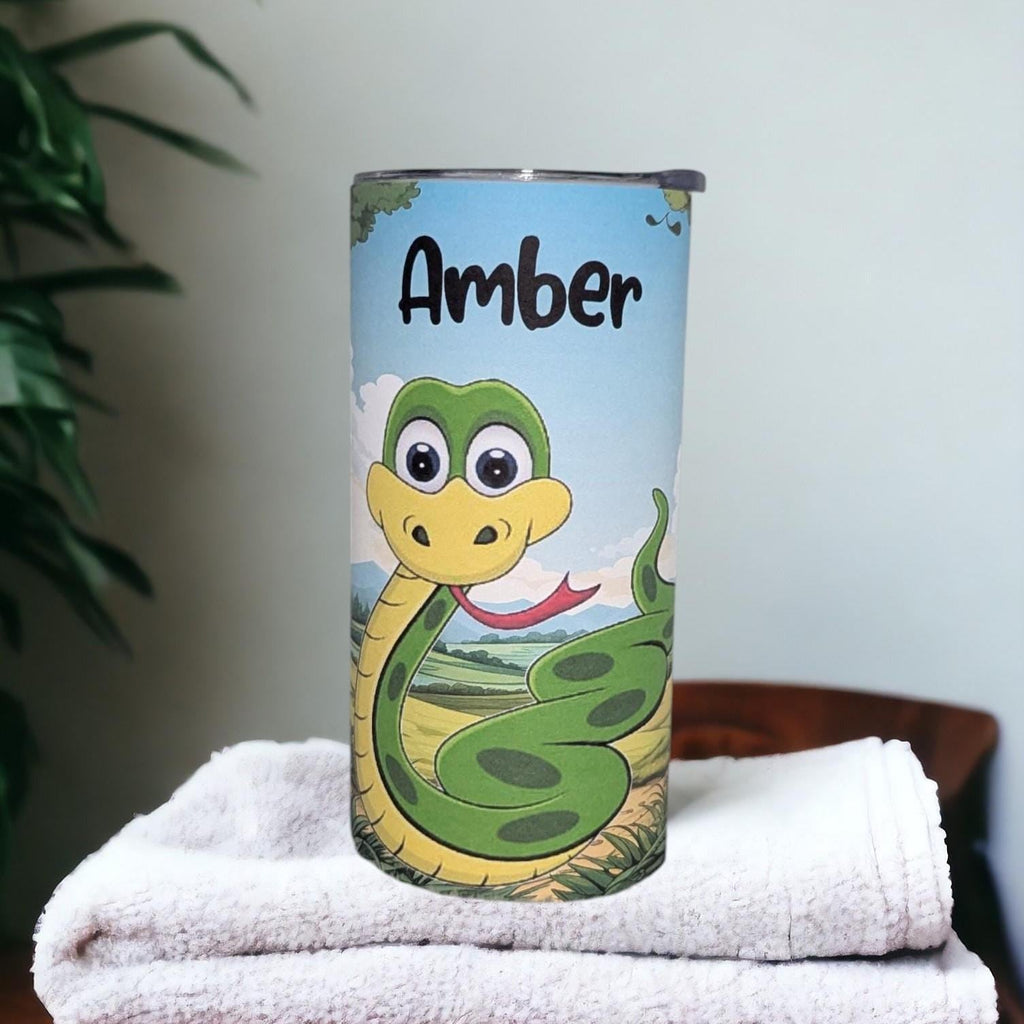 Kids Cute Snake Tumbler Can Be Personalized, Snake Cup With Name, Personalized Tumbler, Snake Tumbler, Cartoon Snake Cup With Straw