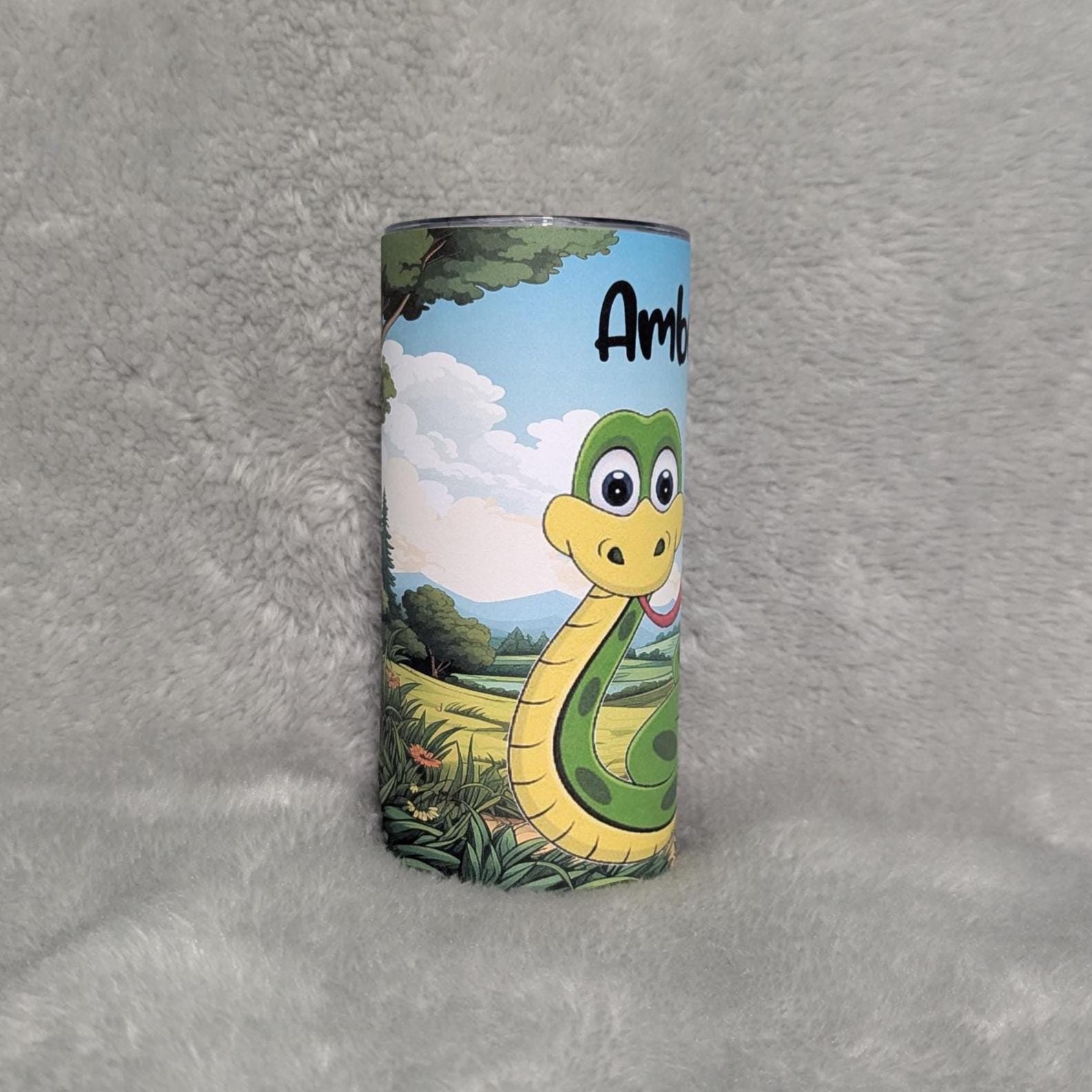 Kids Cute Snake Tumbler Can Be Personalized, Snake Cup With Name, Personalized Tumbler, Snake Tumbler, Cartoon Snake Cup With Straw