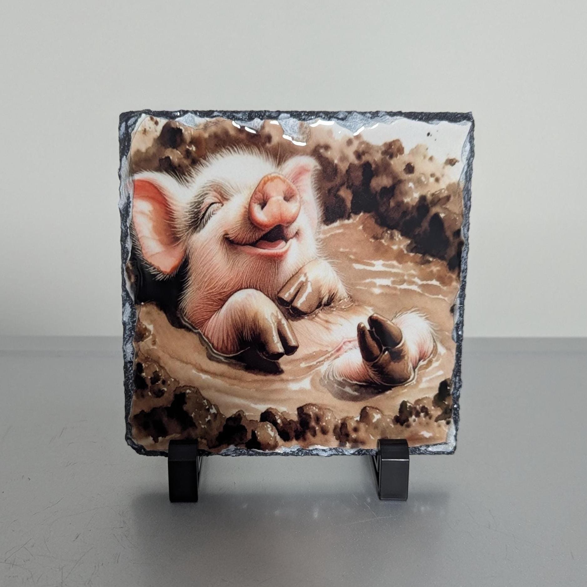 Slate Pig In The Mud Picture With Display Legs