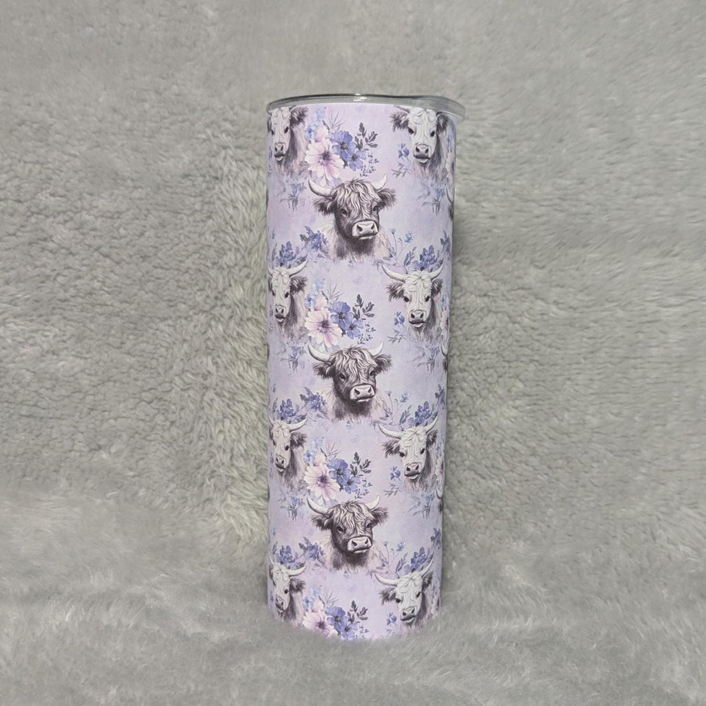 Floral Highland Cow Tumbler With Reusable Straw Can Be Personalized, Highland Cow Gift, Drinkware For Everyday Use - Hot Or Cold Drinks