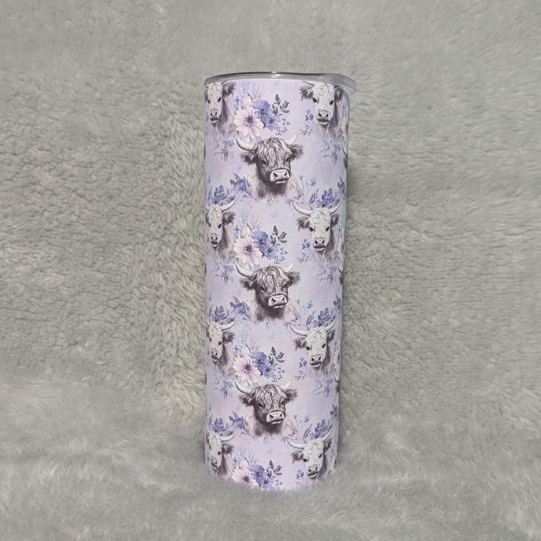 Floral Highland Cow Tumbler With Reusable Straw Can Be Personalized, Highland Cow Gift, Drinkware For Everyday Use - Hot Or Cold Drinks