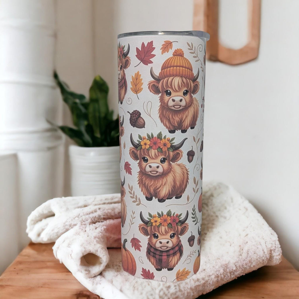 Autumn Highland Cow Tumbler With Reusable Straw, 20oz Tumbler With Straw - For Hot Or Cold Drinks