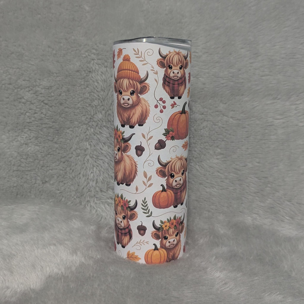 Autumn Highland Cow Tumbler With Reusable Straw, 20oz Tumbler With Straw - For Hot Or Cold Drinks