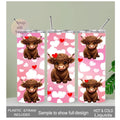 Highland Cow With Hearts Tumbler With Reusable Straw, Highland Cow Gift, 20oz Drinkware Tumbler For Hot Or Cold Drinks
