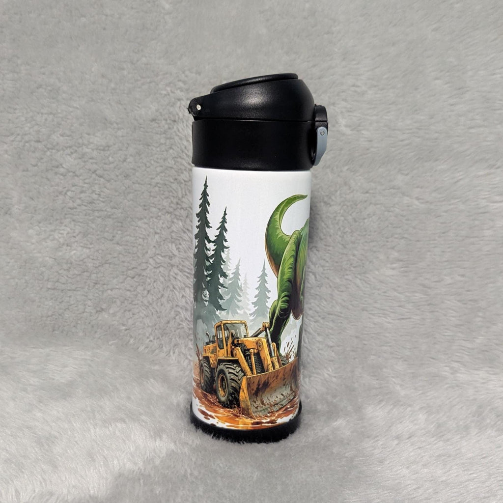 Kids Dinosaur Water Bottle 12oz With Reusable Straw Can Be Personalized