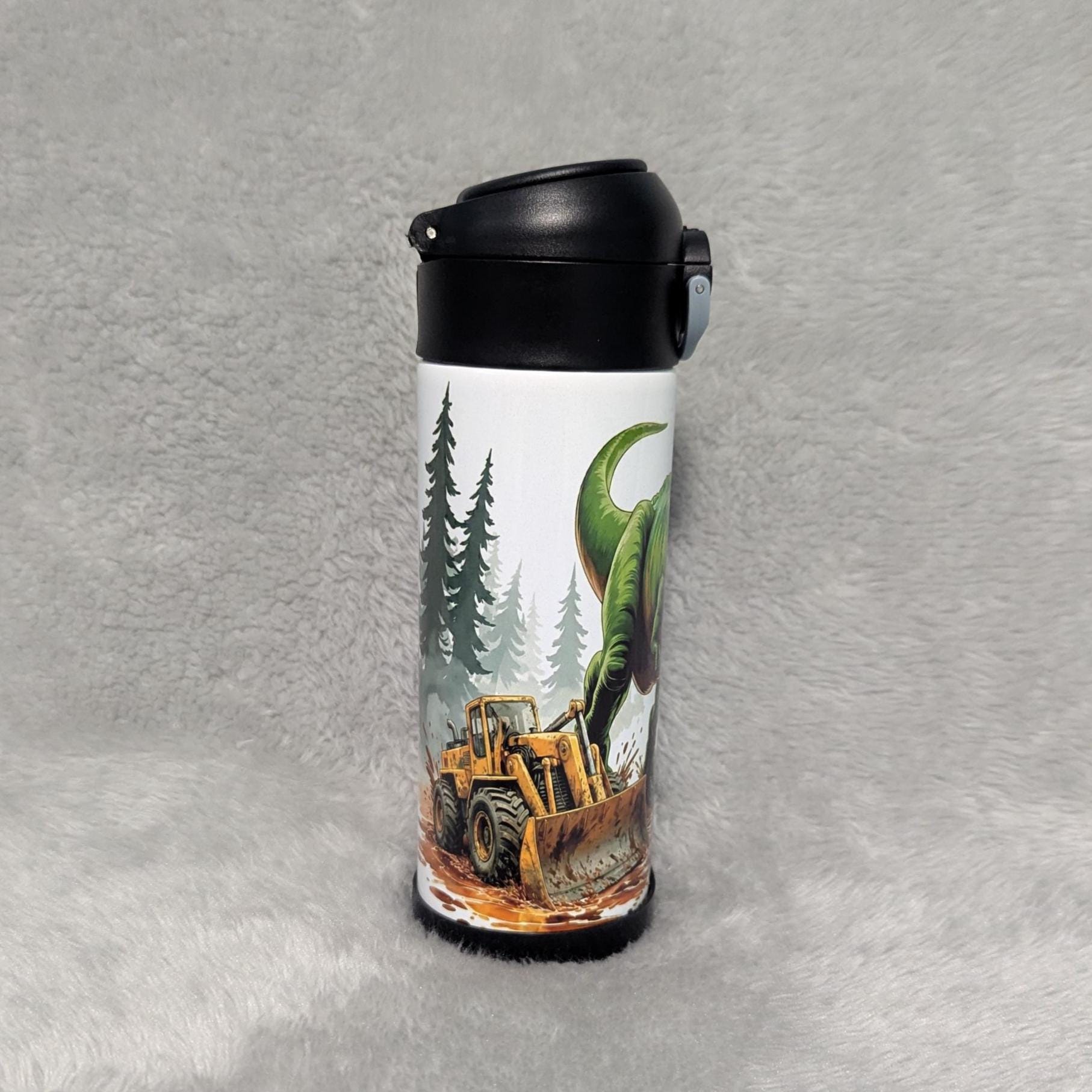 Kids Dinosaur Water Bottle 12oz With Reusable Straw Can Be Personalized