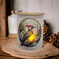 Woodpecker Candle Holder With A Battery Operated Flickering Tea Light