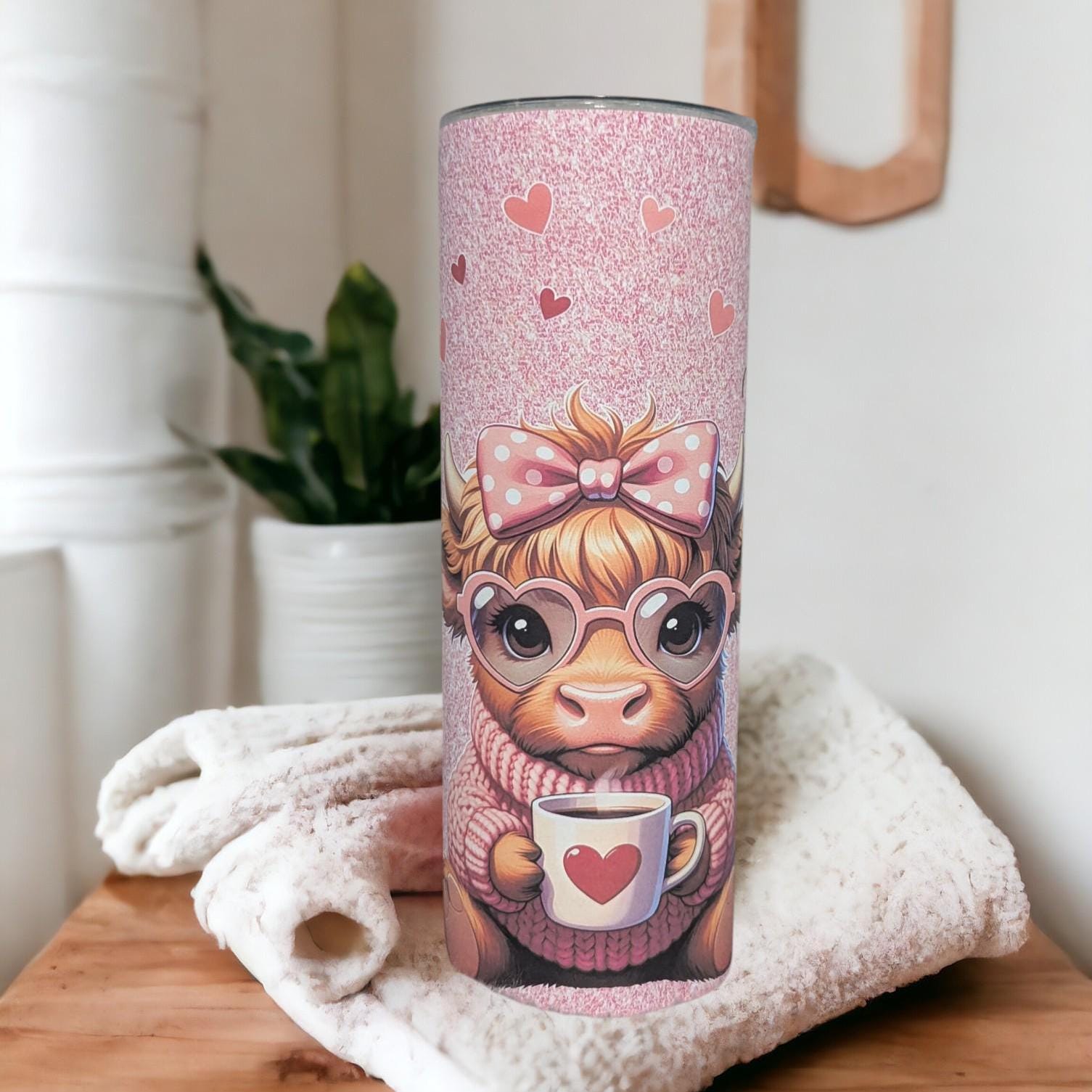 Just A Girl Who Loves Highland Cows and Coffee Tumbler With Reusable Straw, Can Be Personalized,  20oz Tumbler For Hot Or Cold Drinks