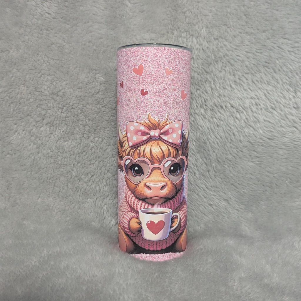 Just A Girl Who Loves Highland Cows and Coffee Tumbler With Reusable Straw, Can Be Personalized,  20oz Tumbler For Hot Or Cold Drinks