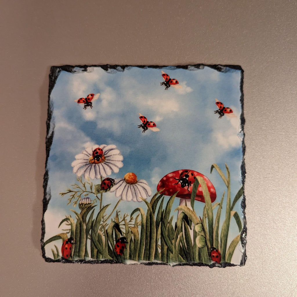 Slate Ladybug Picture With Display Legs