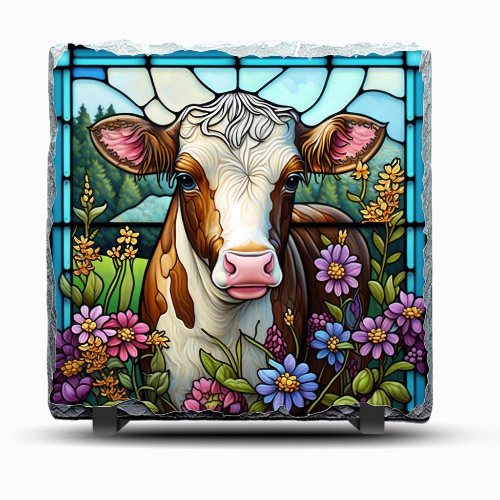 Slate Cow Picture With Display Legs