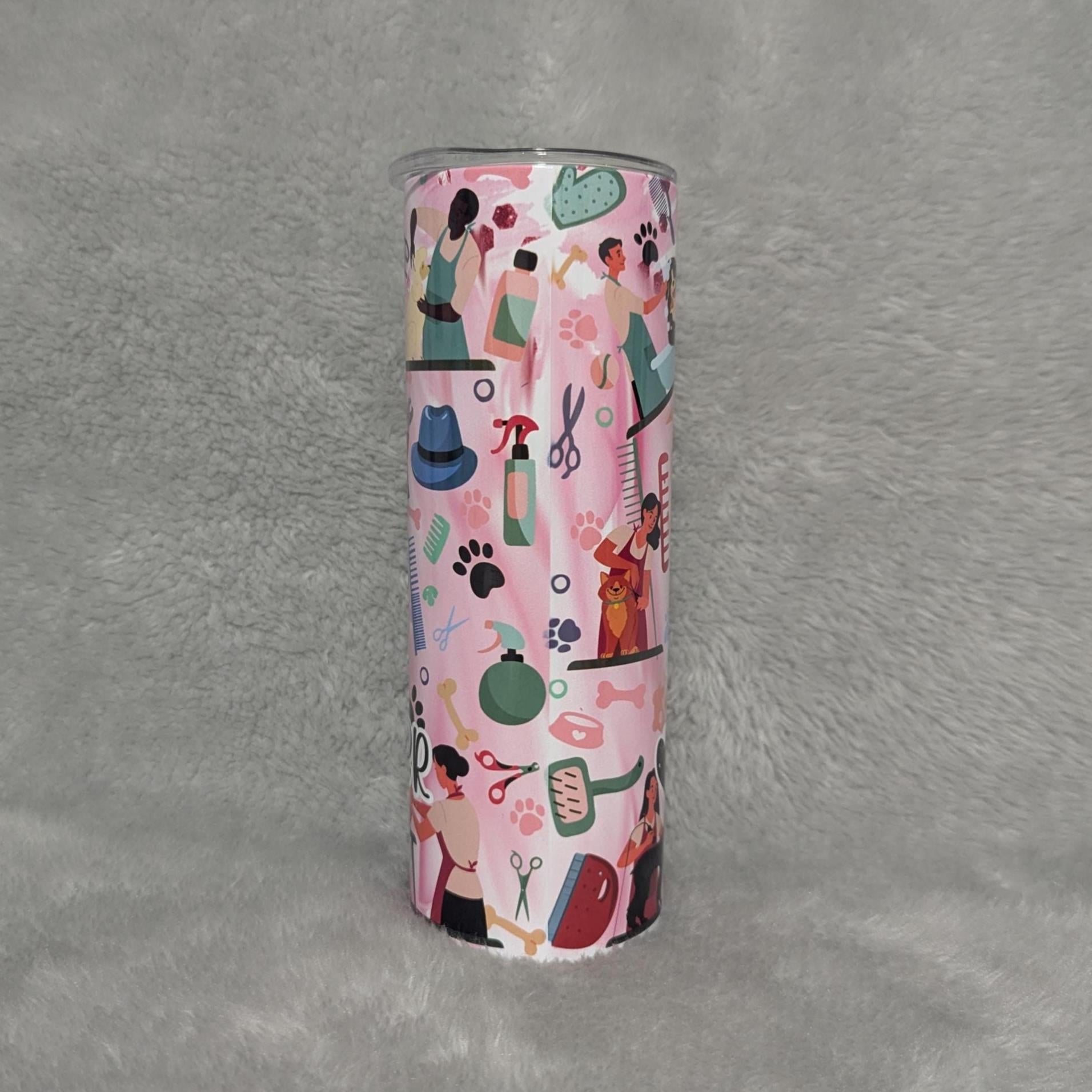 Dog Groomer Tumbler 20oz With Reusable Straw, Can Be Personalized