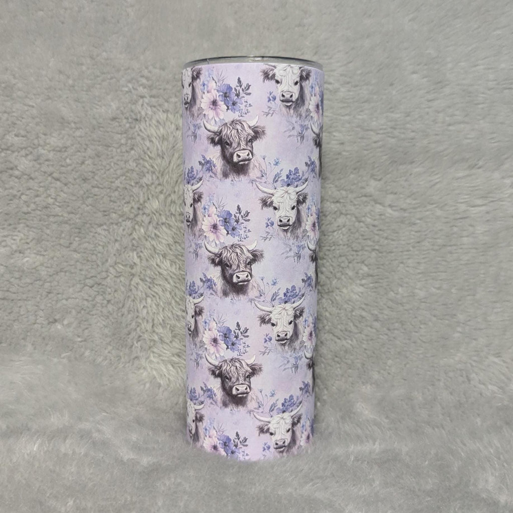 Floral Highland Cow Tumbler With Reusable Straw Can Be Personalized, Highland Cow Gift, Drinkware For Everyday Use - Hot Or Cold Drinks