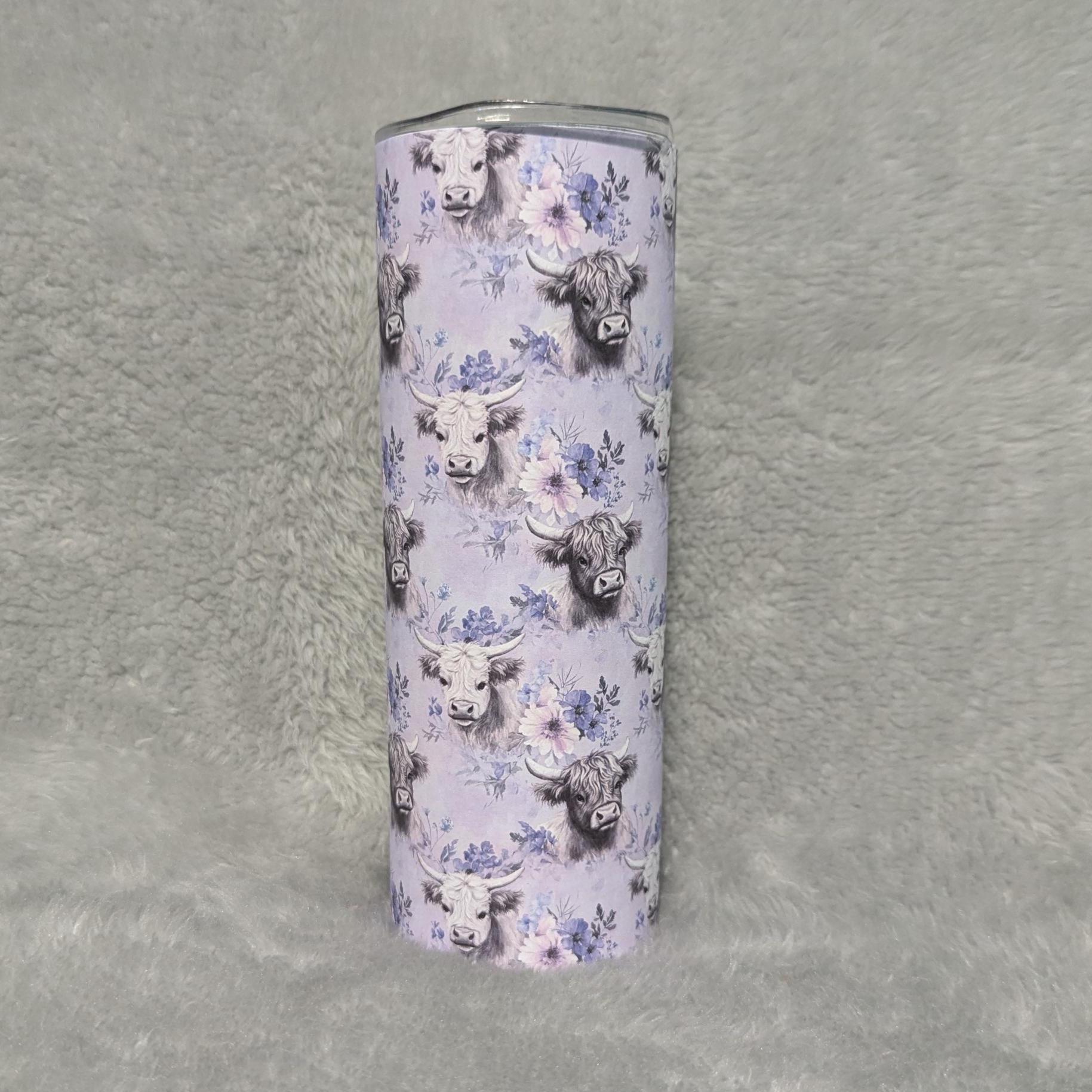 Floral Highland Cow Tumbler With Reusable Straw Can Be Personalized, Highland Cow Gift, Drinkware For Everyday Use - Hot Or Cold Drinks