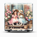 Two Little Girls Sharing Secrets Slate Picture With Display Legs