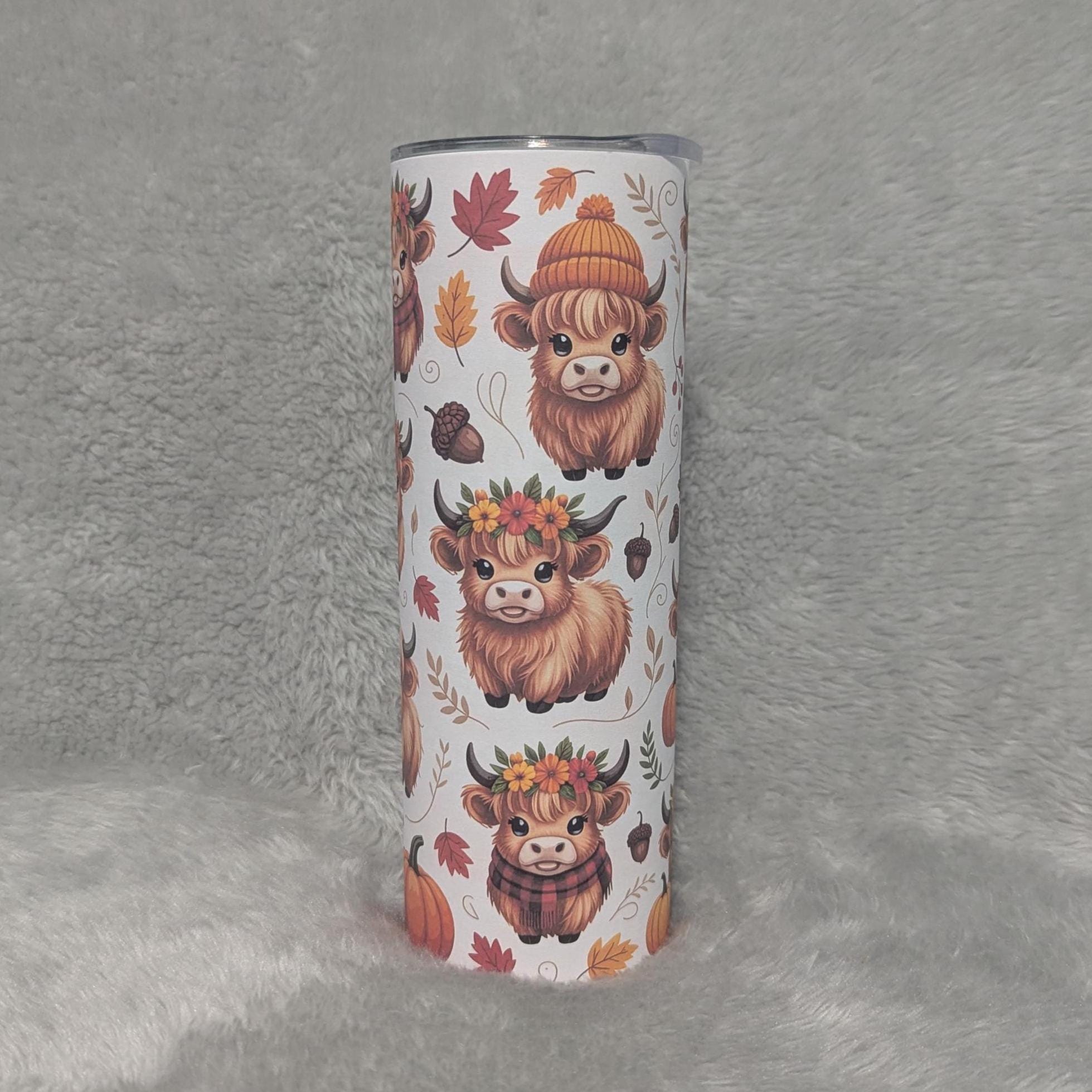 Autumn Highland Cow Tumbler With Reusable Straw, 20oz Tumbler With Straw - For Hot Or Cold Drinks