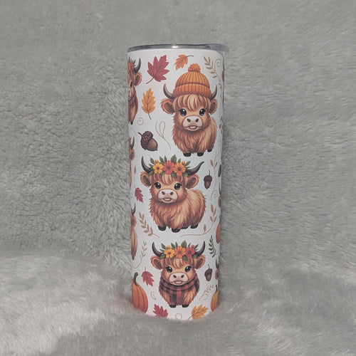 Autumn Highland Cow Tumbler With Reusable Straw, 20oz Tumbler With Straw - For Hot Or Cold Drinks