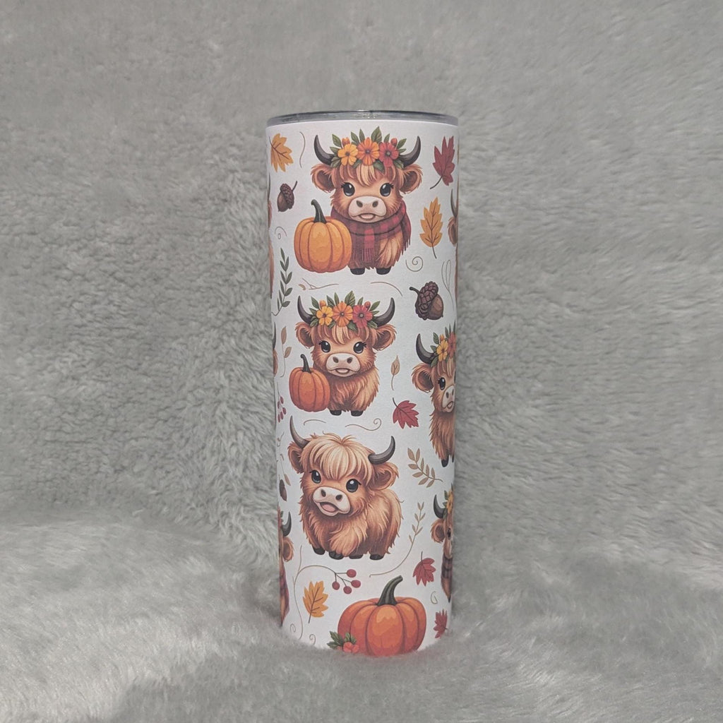 Autumn Highland Cow Tumbler With Reusable Straw, 20oz Tumbler With Straw - For Hot Or Cold Drinks