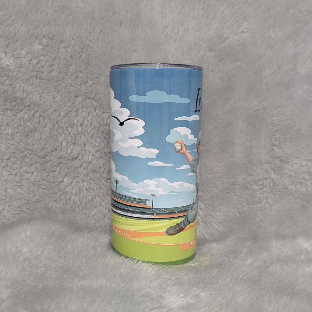 Kids Baseball Tumbler with Reusable Straw - Can Be Personalized, Youth Baseball Theme Gift, Great For Home Or On The Go, Custom Kids Cup,