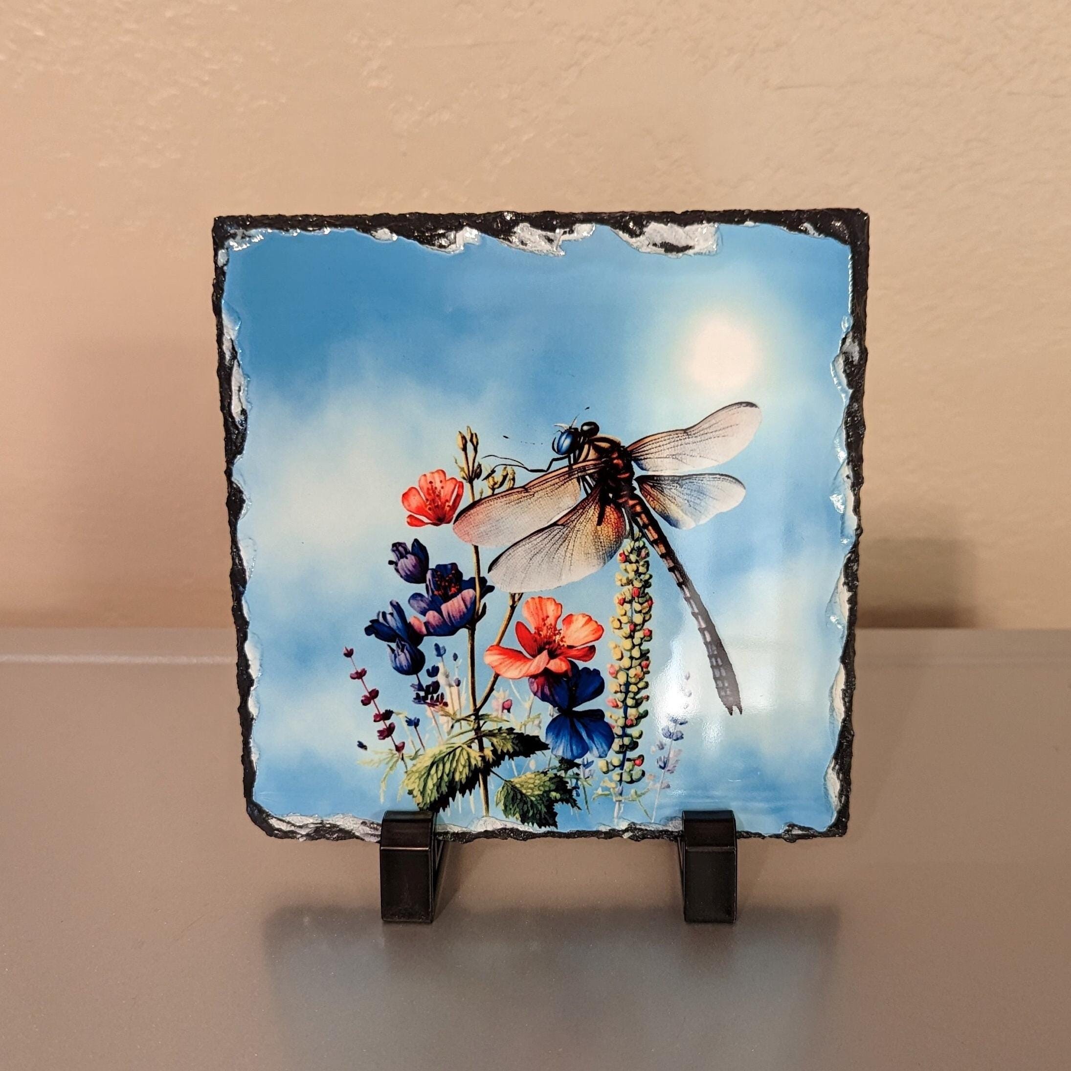 Slate Dragonfly Picture With Display Legs