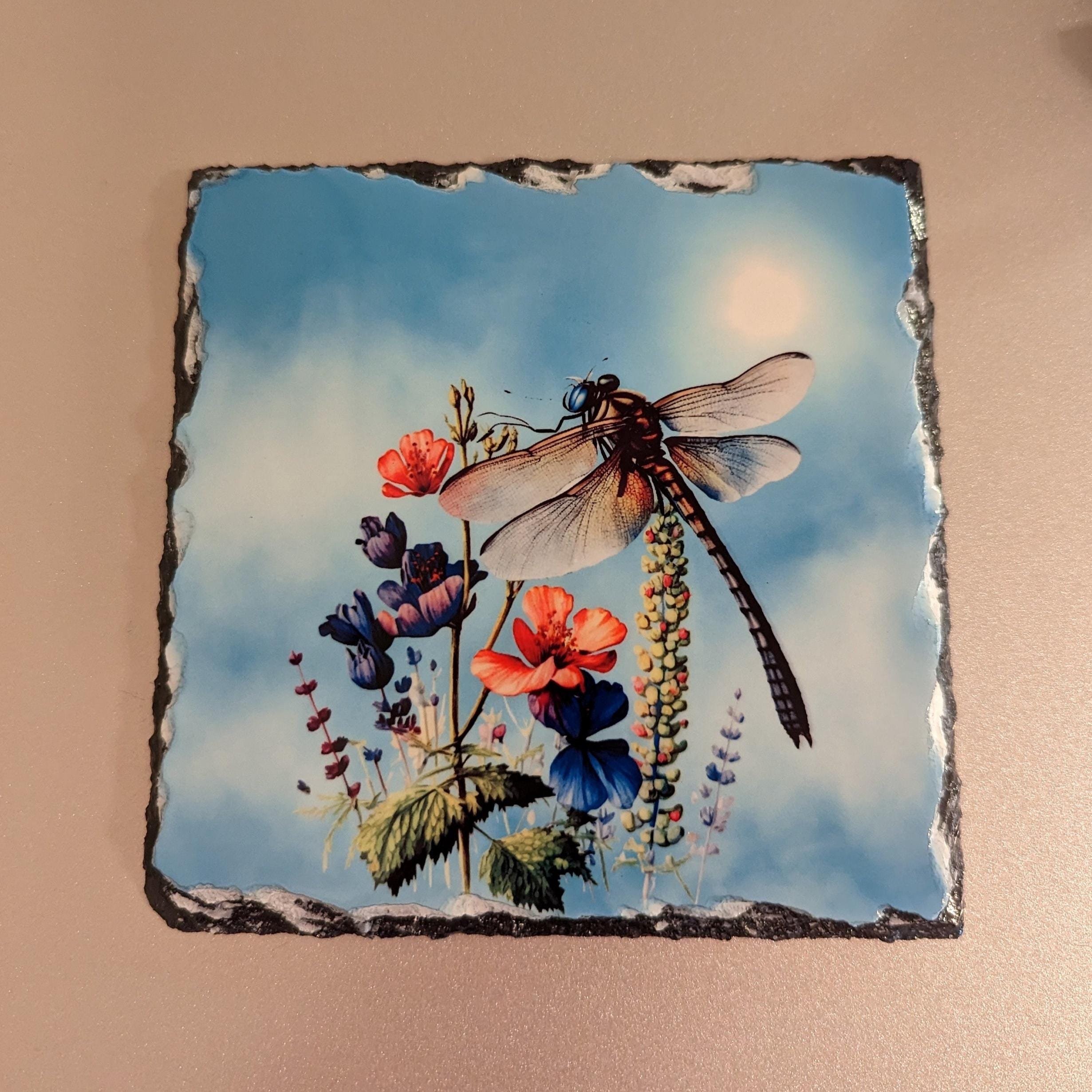 Slate Dragonfly Picture With Display Legs
