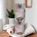 Highland Cow and Pink Bows Tumbler 20oz With Reusable Straw