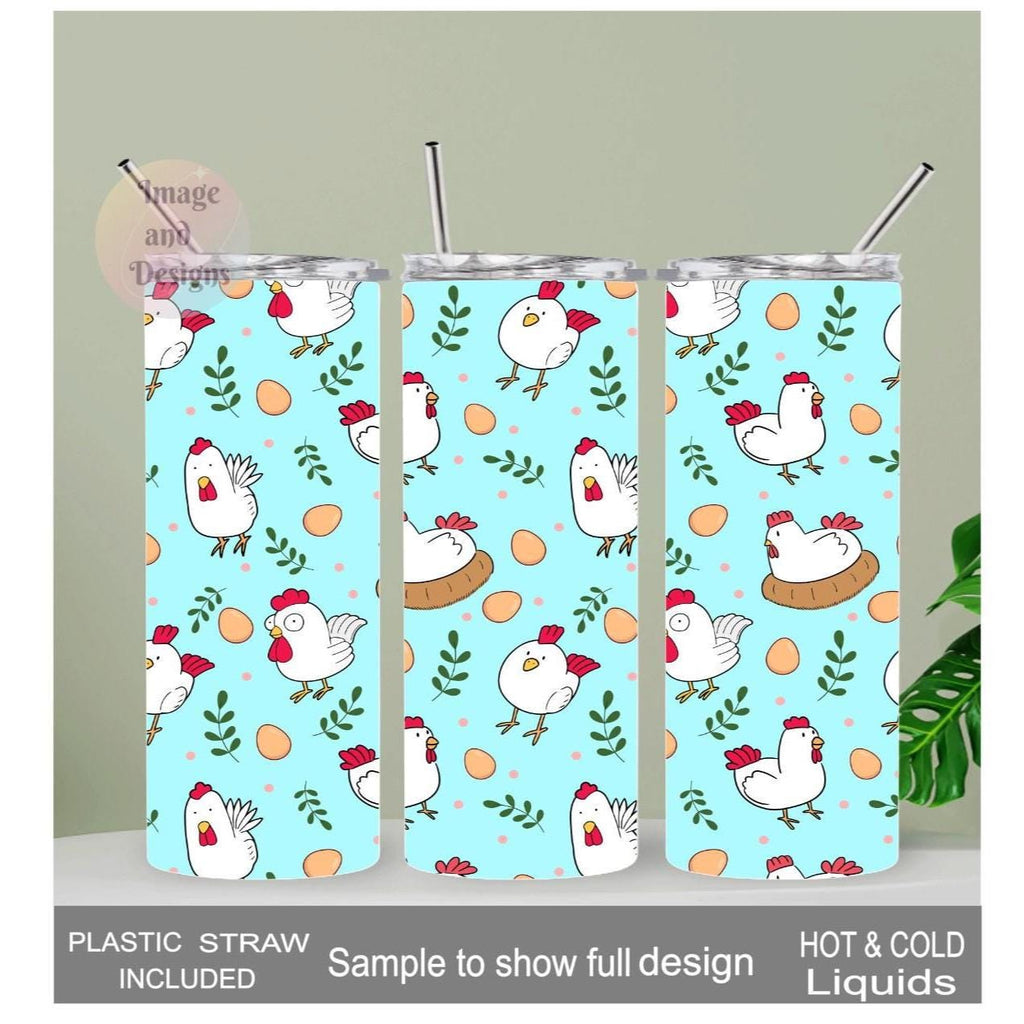 Cute 20oz Funny Chicken Tumbler with Reusable Straw - Perfect Gift!, Chicken Lover Gift, Everyday Use - For Hot Cold Drinks