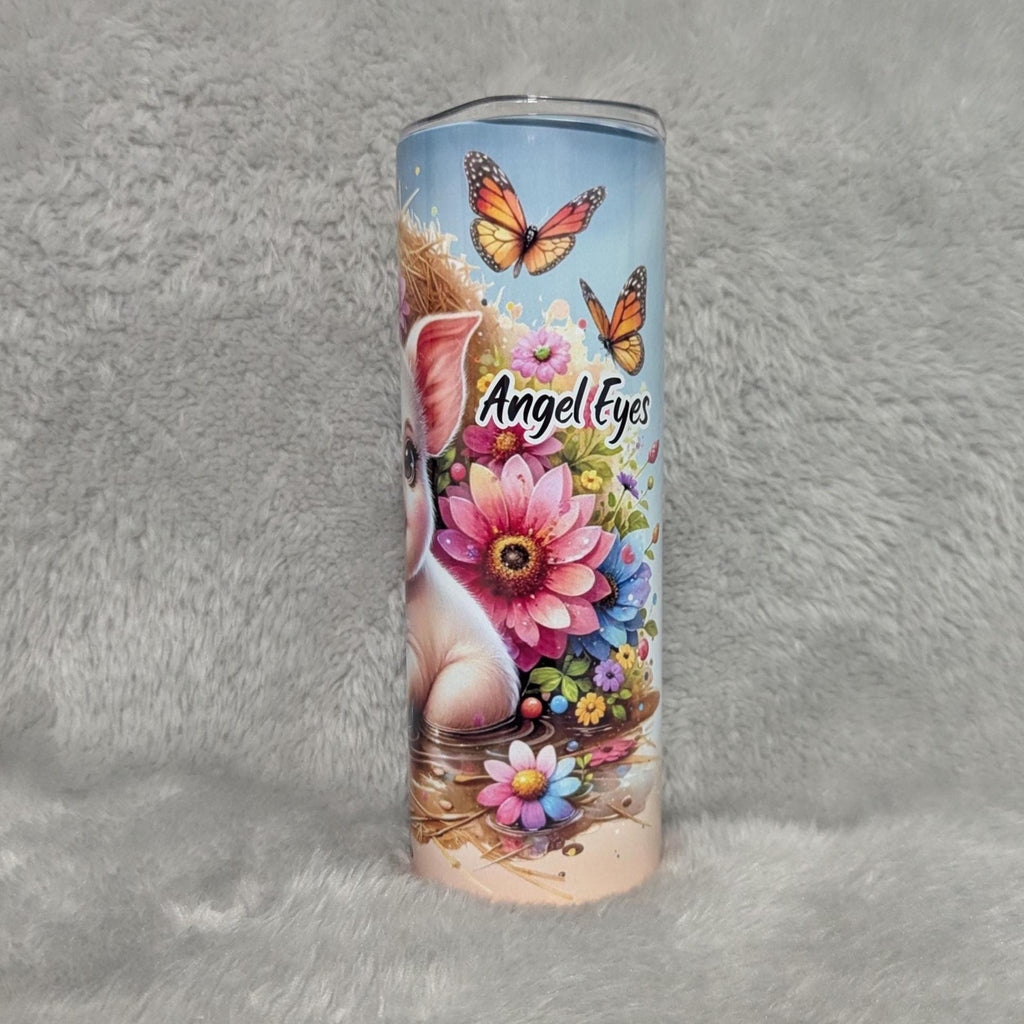 Cute Pig Tumbler Can Be Personalized, Piglet Cup With Name, Pig Lover Tumbler, 20oz Skinny Tumbler With Straw, Hot Or Cold Drinkware