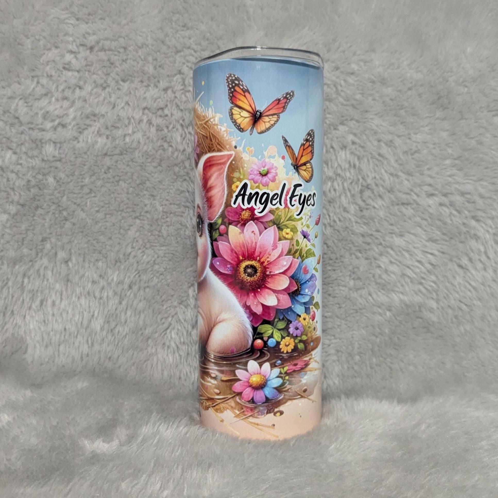 Cute Pig Tumbler Can Be Personalized, Piglet Cup With Name, Pig Lover Tumbler, 20oz Skinny Tumbler With Straw, Hot Or Cold Drinkware