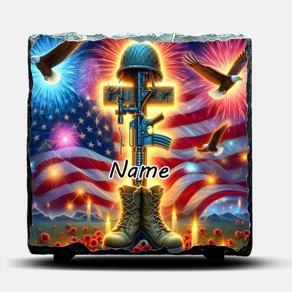 Fallen Soldier Remembrance Slate Picture With Display Legs