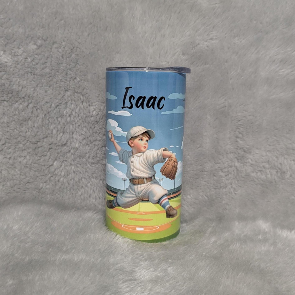 Kids Baseball Tumbler with Reusable Straw - Can Be Personalized, Youth Baseball Theme Gift, Great For Home Or On The Go, Custom Kids Cup,