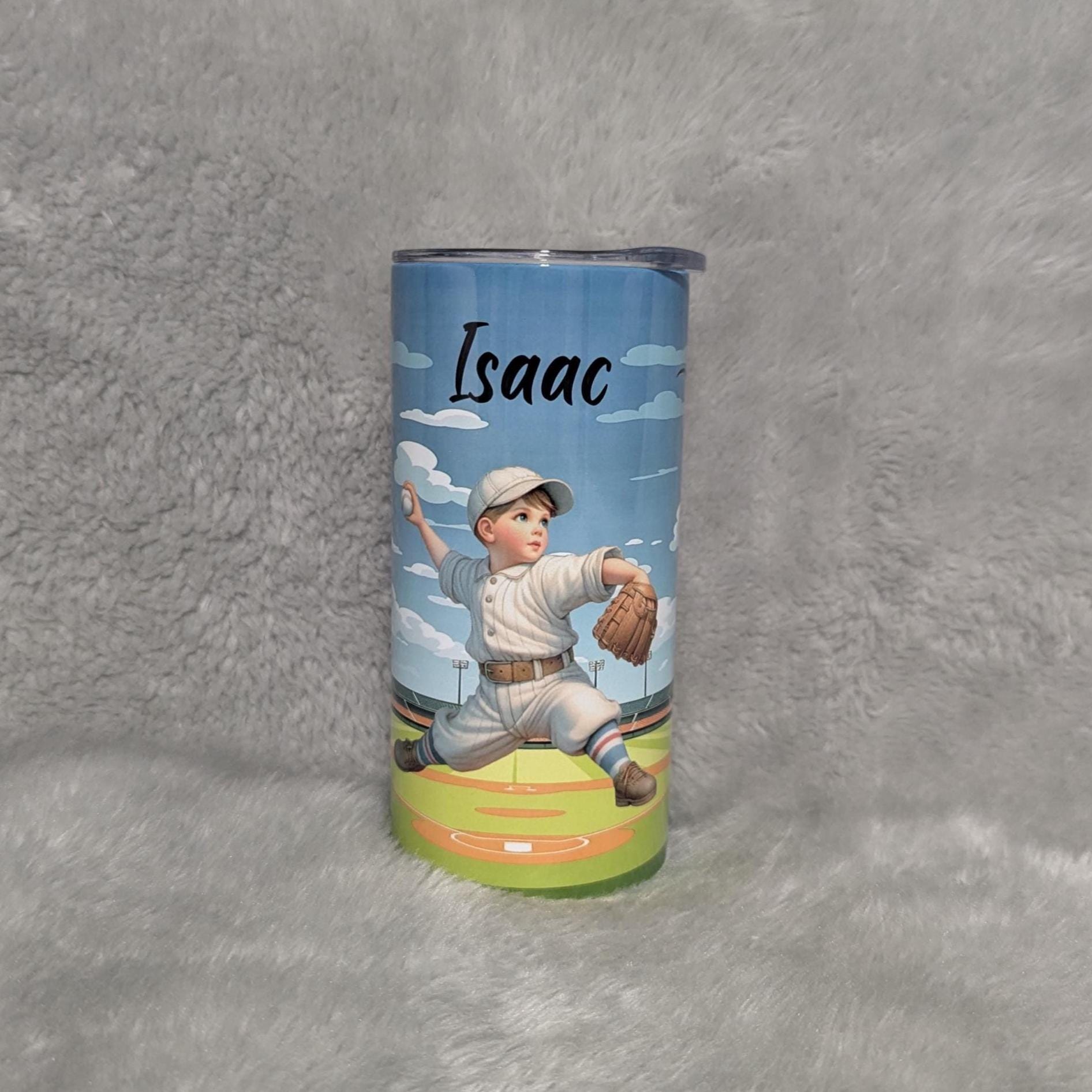 Kids Baseball Tumbler with Reusable Straw - Can Be Personalized, Youth Baseball Theme Gift, Great For Home Or On The Go, Custom Kids Cup,