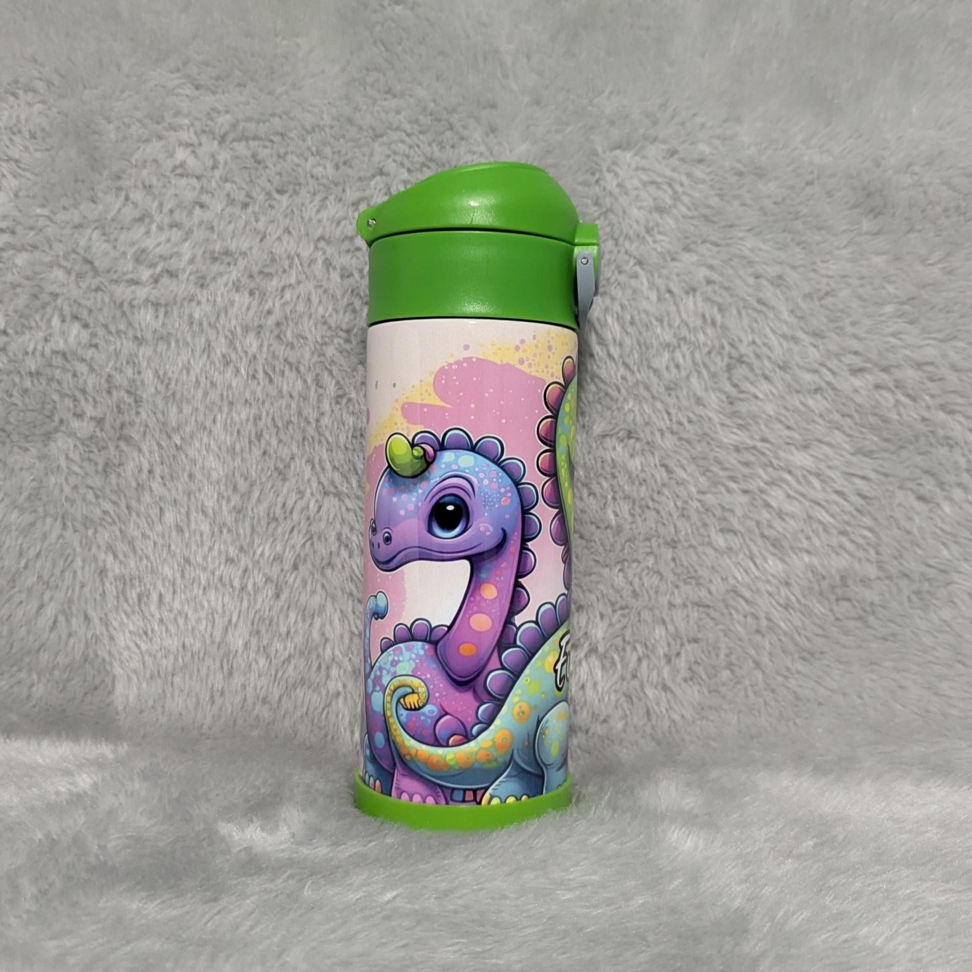 Kids Dinosaur Water Bottle 12oz With Reusable Straw Can Be Personalized