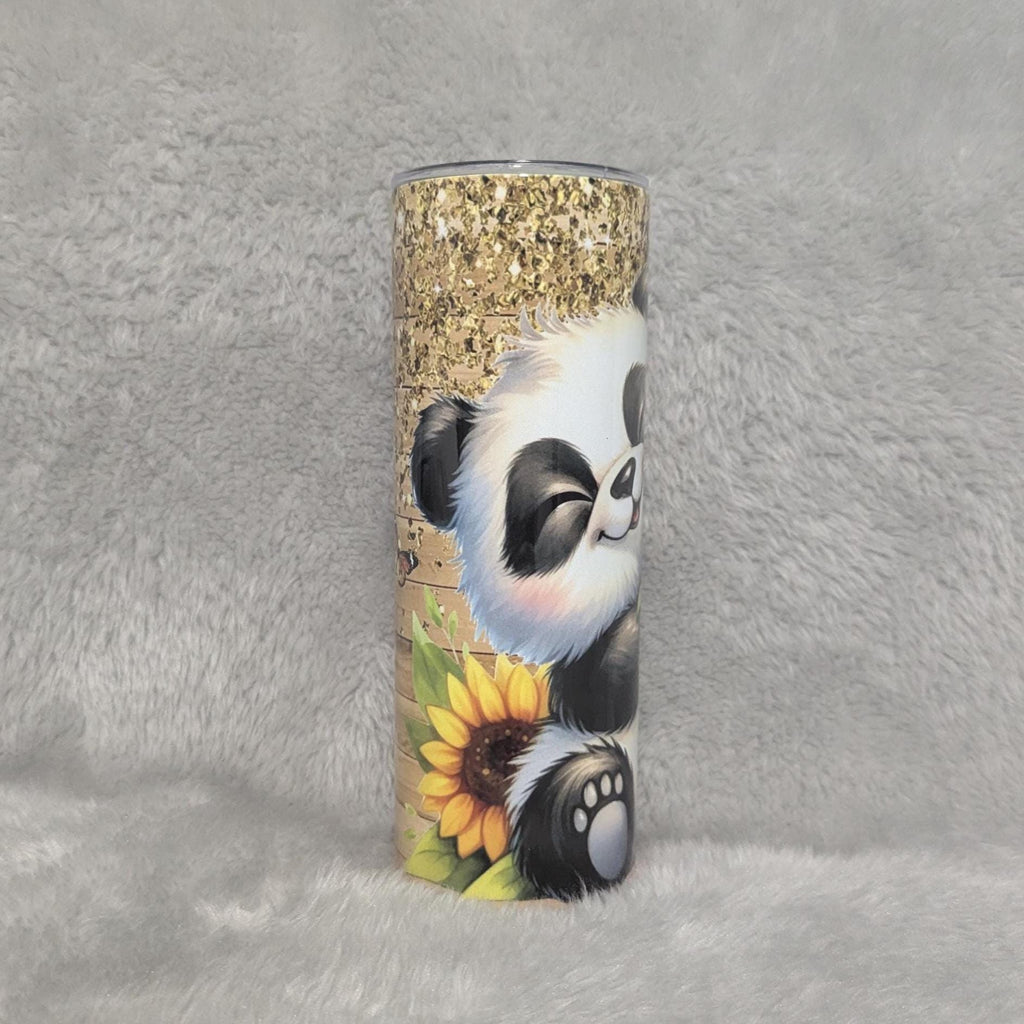 Pretty Panda Bear Tumbler Can Be Personalized, Includes A Reusable Straw, 20oz Skinny Tumbler For Everyday Use - Hot Or Cold Drinks