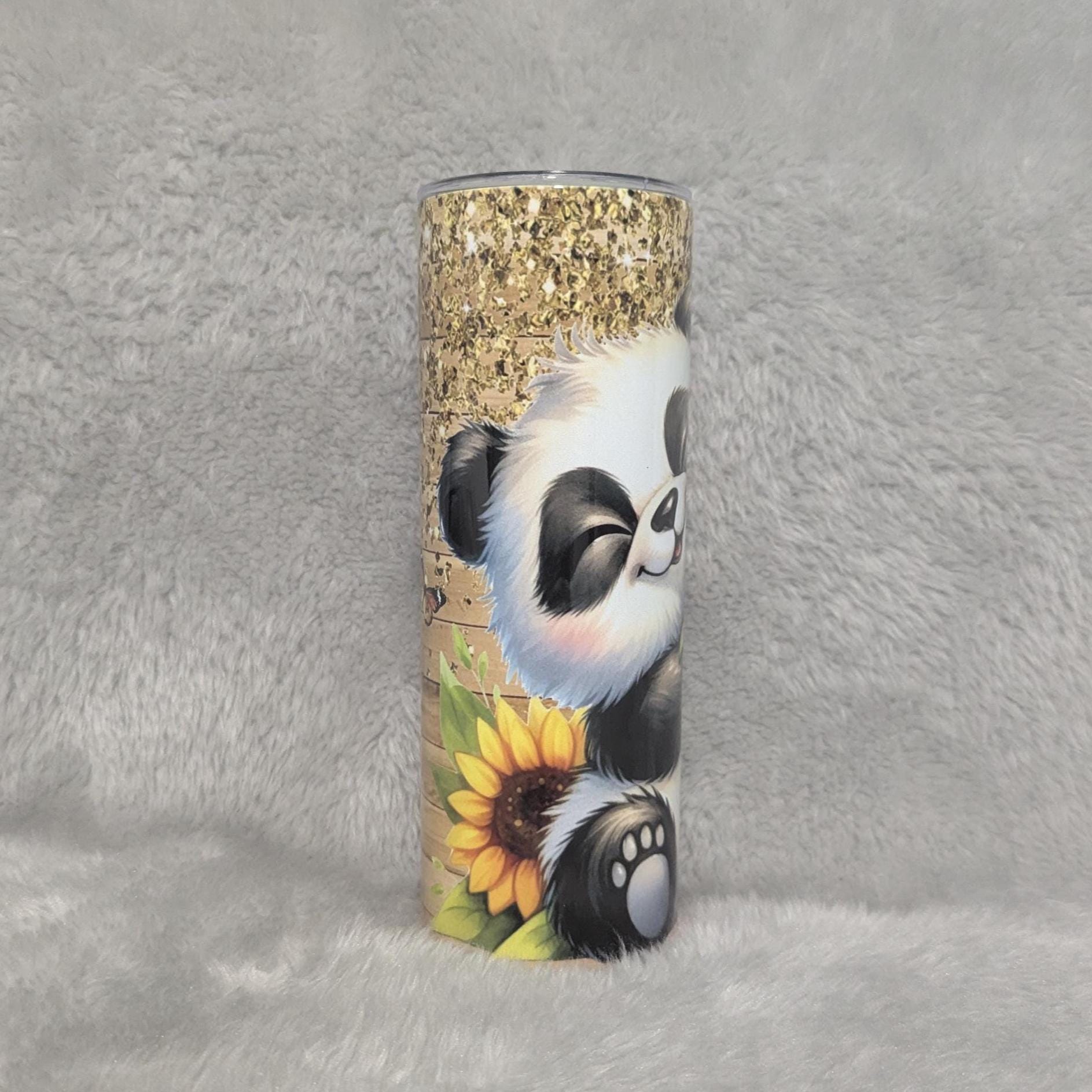 Pretty Panda Bear Tumbler Can Be Personalized, Includes A Reusable Straw, 20oz Skinny Tumbler For Everyday Use - Hot Or Cold Drinks