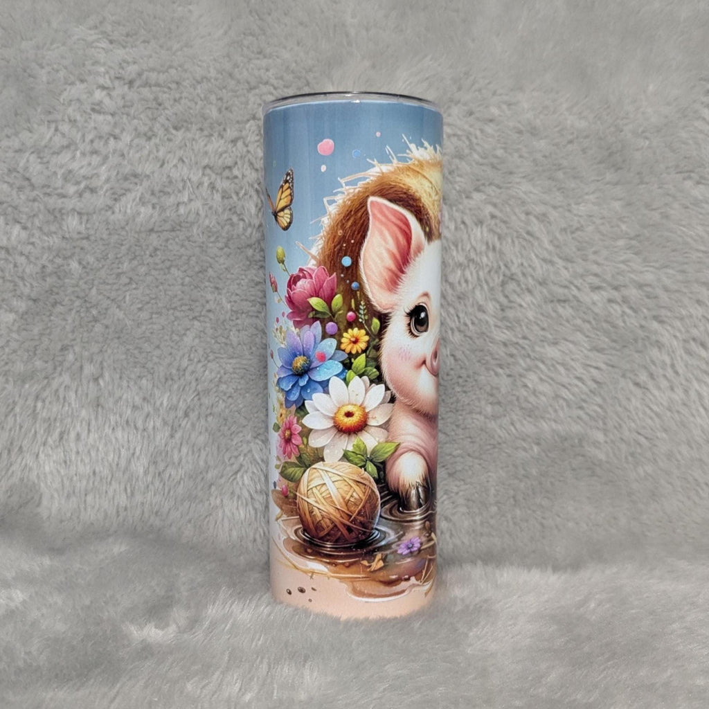 Cute Pig Tumbler Can Be Personalized, Piglet Cup With Name, Pig Lover Tumbler, 20oz Skinny Tumbler With Straw, Hot Or Cold Drinkware