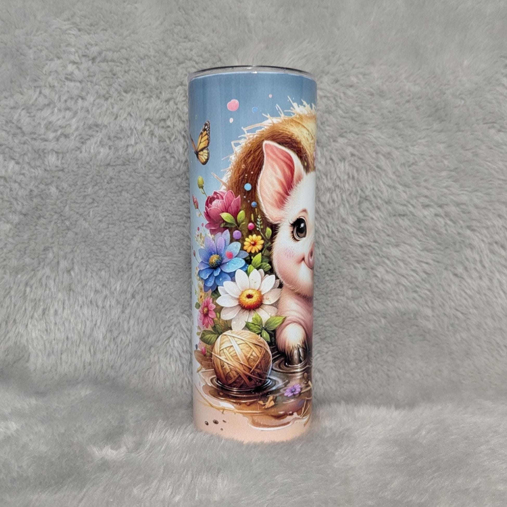 Cute Pig Tumbler Can Be Personalized, Piglet Cup With Name, Pig Lover Tumbler, 20oz Skinny Tumbler With Straw, Hot Or Cold Drinkware