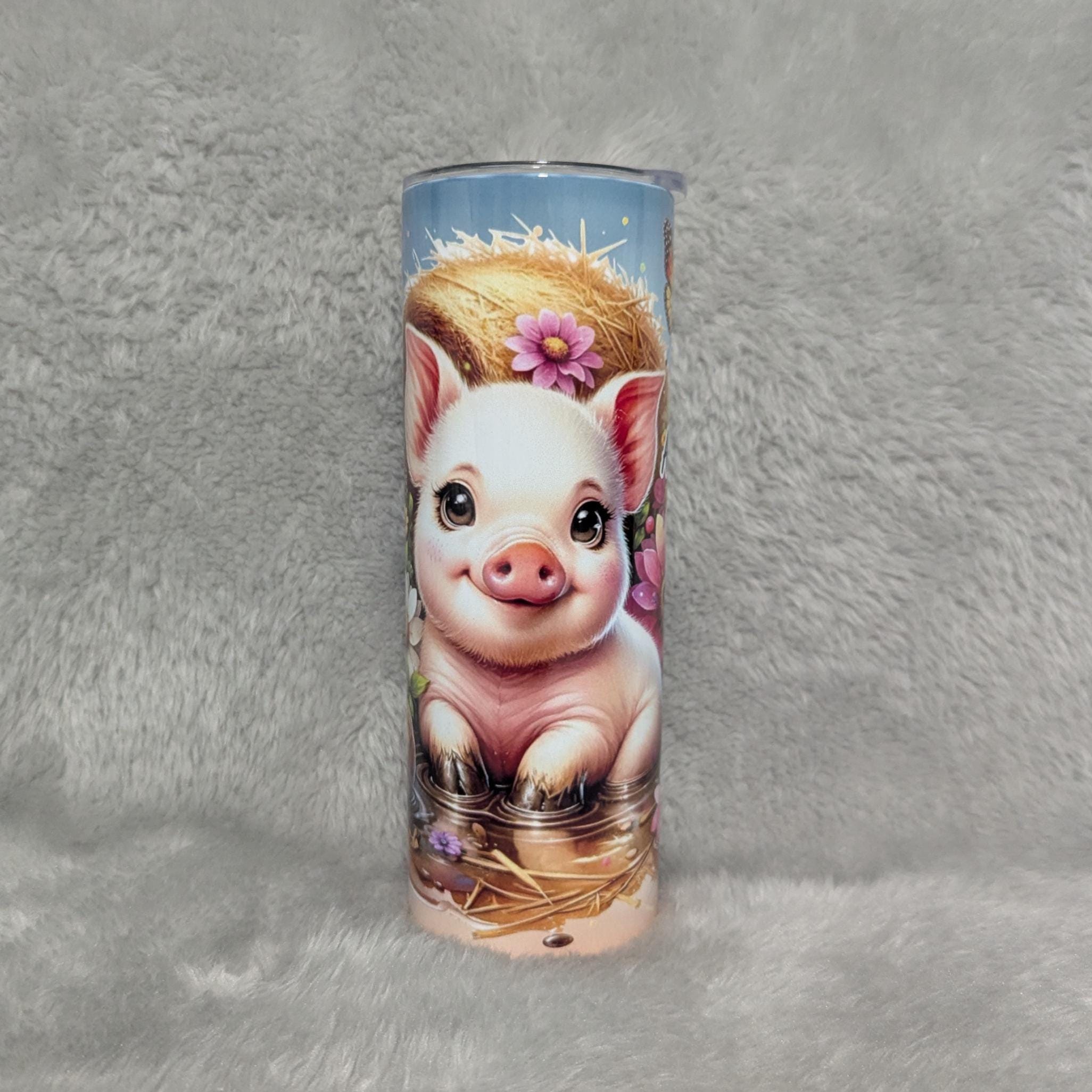 Cute Pig Tumbler Can Be Personalized, Piglet Cup With Name, Pig Lover Tumbler, 20oz Skinny Tumbler With Straw, Hot Or Cold Drinkware