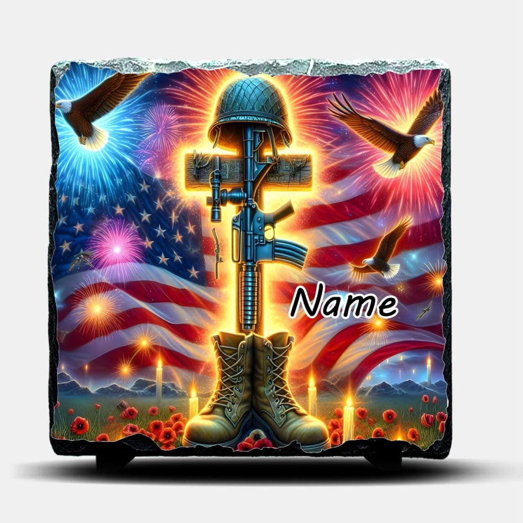 Fallen Soldier Remembrance Slate Picture With Display Legs
