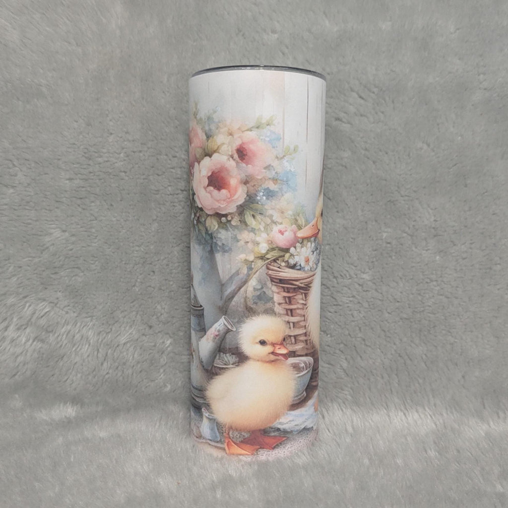 Customizable Duck Tumbler Featuring Ducklings and Beautiful Flowers, Duck Lover Gift, For Everyday Use - Hot Or Cold Drinks