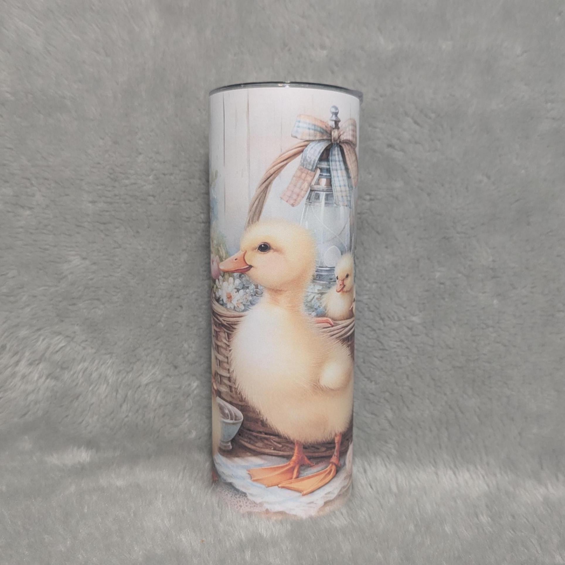 Customizable Duck Tumbler Featuring Ducklings and Beautiful Flowers, Duck Lover Gift, For Everyday Use - Hot Or Cold Drinks