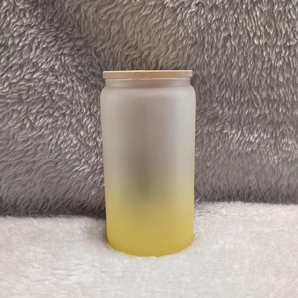 Rockin' That Mom Life 16oz Yellow Frosted Glass with Bamboo Lid & Straw