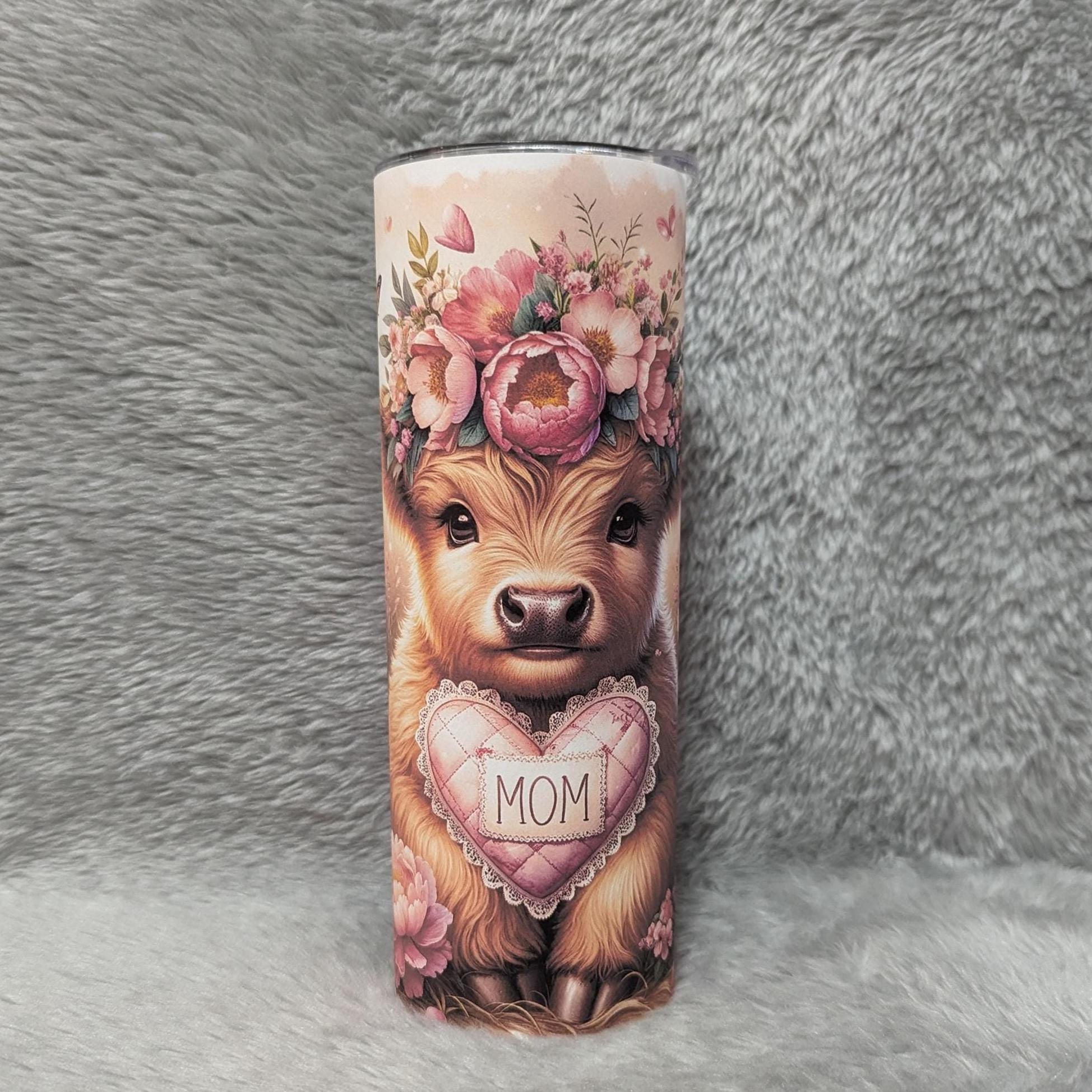 Highland Cow Mom Tumbler with Reusable Straw - Perfect Gift Idea, Can Be Personalized, Highland Cow Lover Gift, Gift For Mom