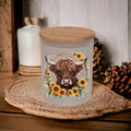Glass Highland Cow Candle Holder With A Battery Operated Flickering Tea Light